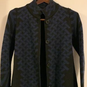 Cocogio made in Italy Coat sweater, dark blue and black lattice design